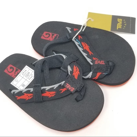 Teva Black & Red Shark Mush II Flip Flops Sandals - Picture 6 of 8